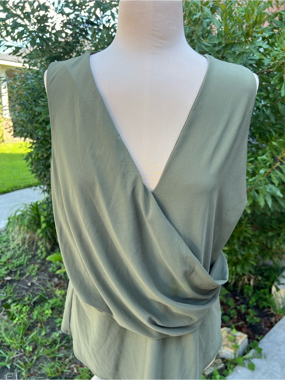 Women's Olive Green Sleeveless Bodysuit
